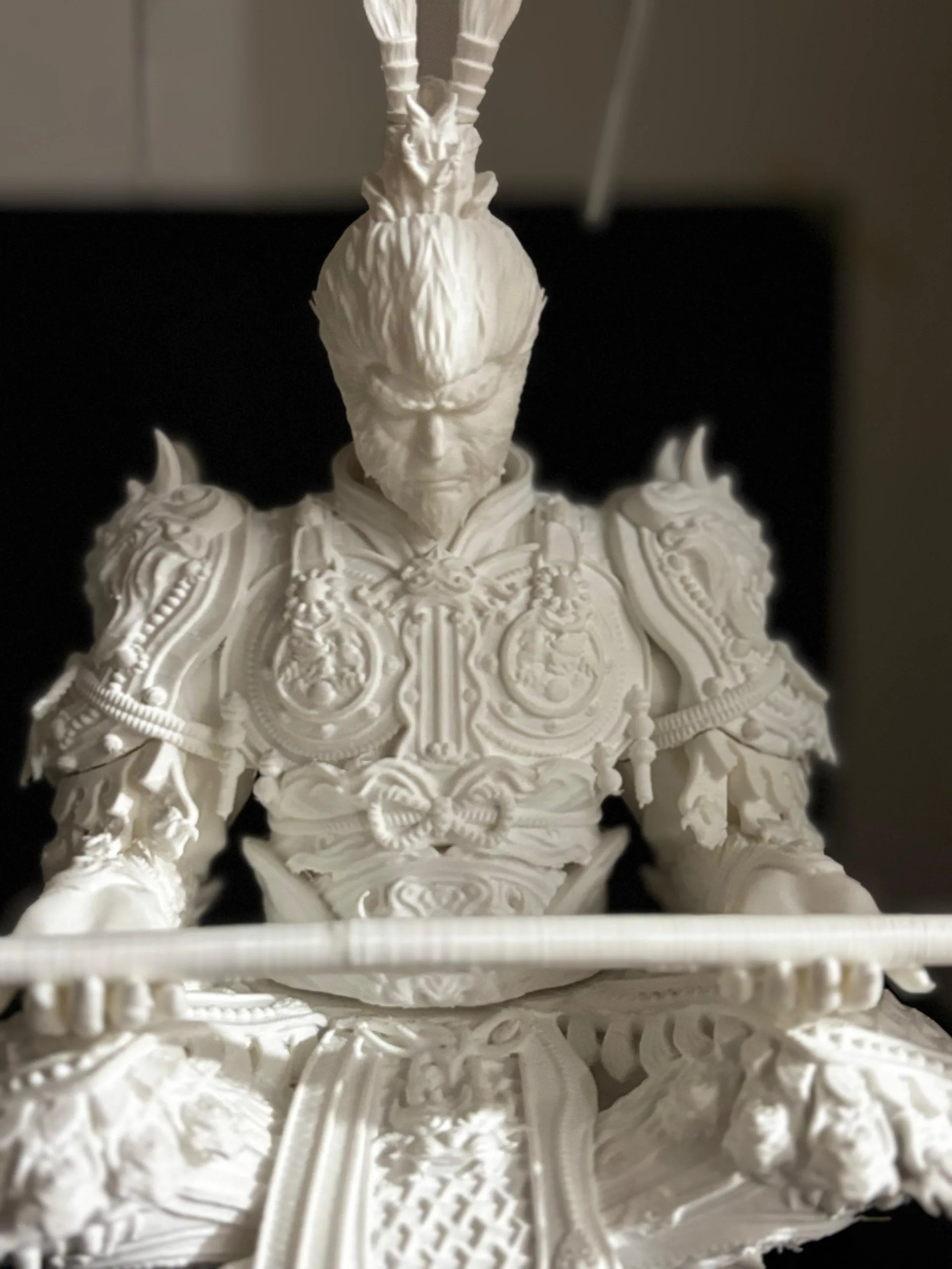 Warrior figure close-up — high-resolution surface detail